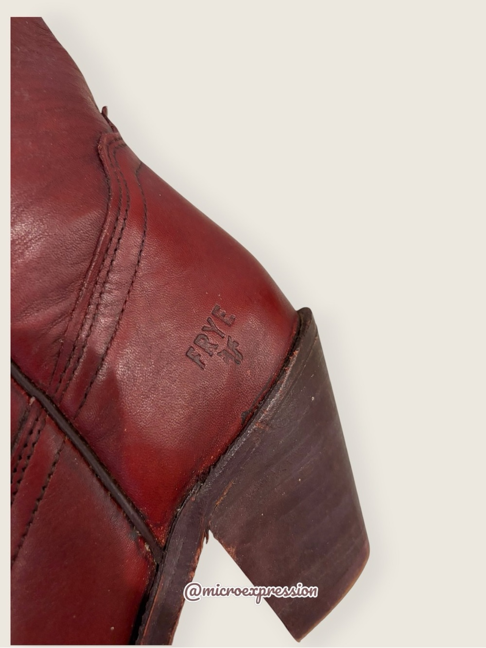 1970s VINTAGE Frye Leather Pull On Oxblood Red Burgundy Cottagecore Cowboy Boot - Picture 6 of 10